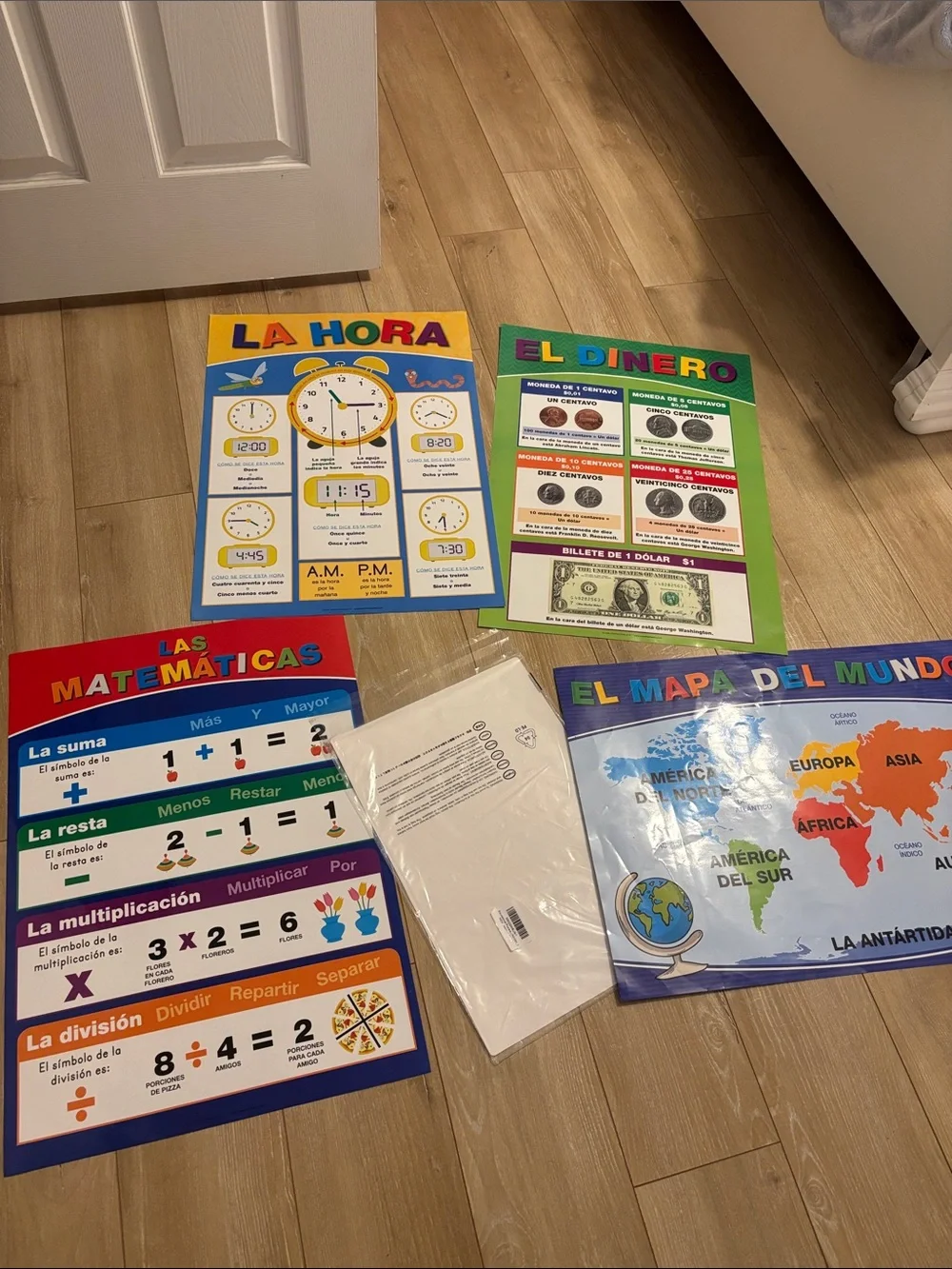 Kids Double sided educational posters  Time, Money & Math Learning Posters